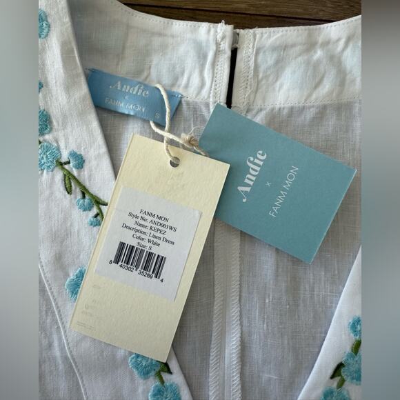 NWT Fanm Mon x Andie Kepez Kaftan Embroidered Dress White 100% Linen
Size Small - Picture 9 of 13